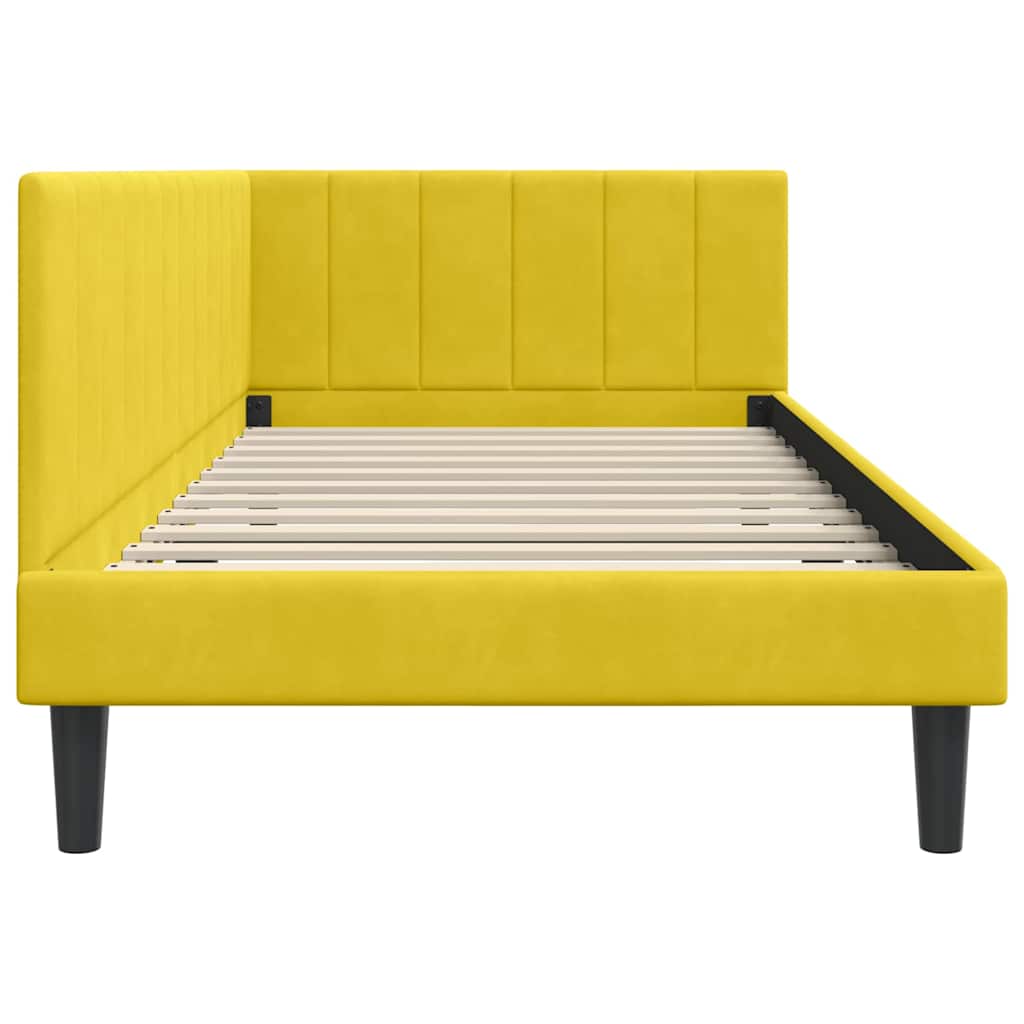 Hoekbedframe met hoofdeinde Geel 90 cm x 200 cm Fluweel is nu te koop bij PeponiXL, paradijselijk wonen!