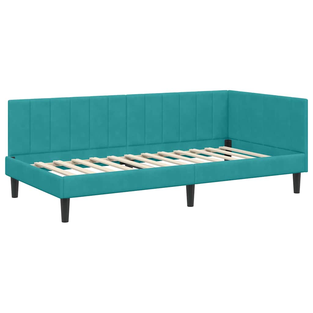 Hoekbedframe met hoofdeinde Turquoise 90 cm x 200 cm Fluweel is nu te koop bij PeponiXL, paradijselijk wonen!