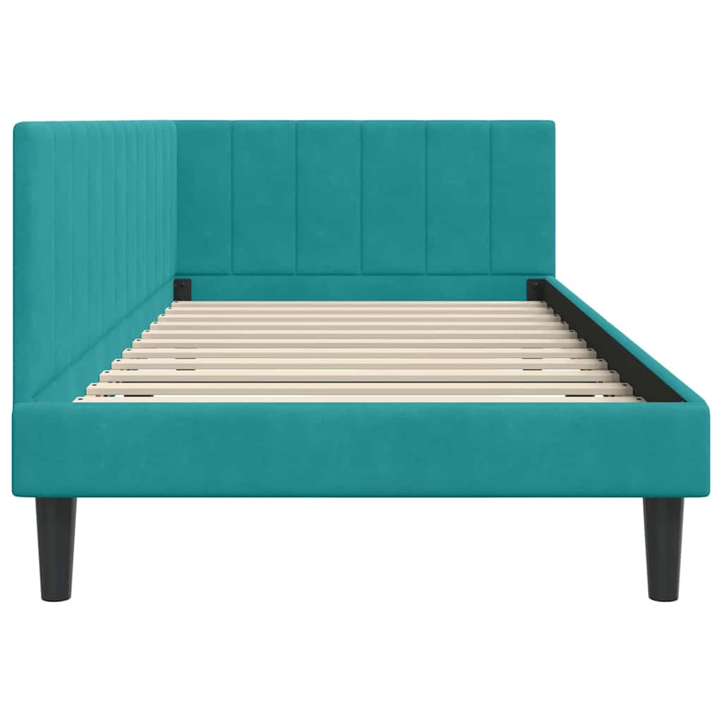 Hoekbedframe met hoofdeinde Turquoise 90 cm x 200 cm Fluweel is nu te koop bij PeponiXL, paradijselijk wonen!