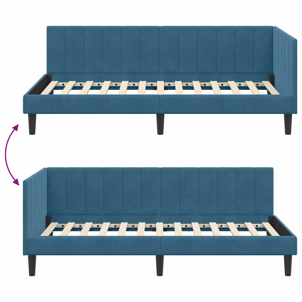 Hoekbedframe met hoofdeinde Blauw 100 cm x 200 cm Fluweel is nu te koop bij PeponiXL, paradijselijk wonen!