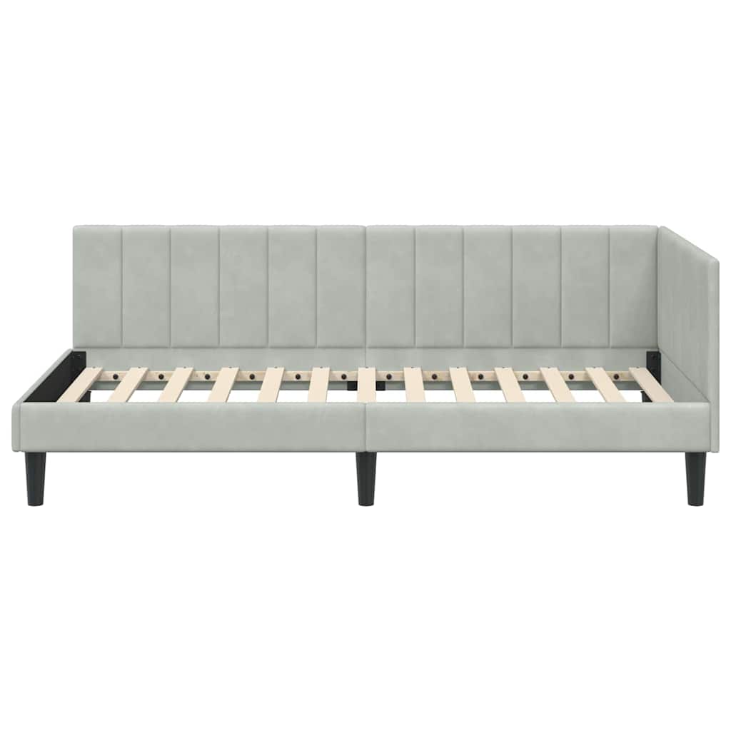Hoekbedframe met hoofdeinde Lichtgrijs 100 cm x 200 cm Fluweel is nu te koop bij PeponiXL, paradijselijk wonen!