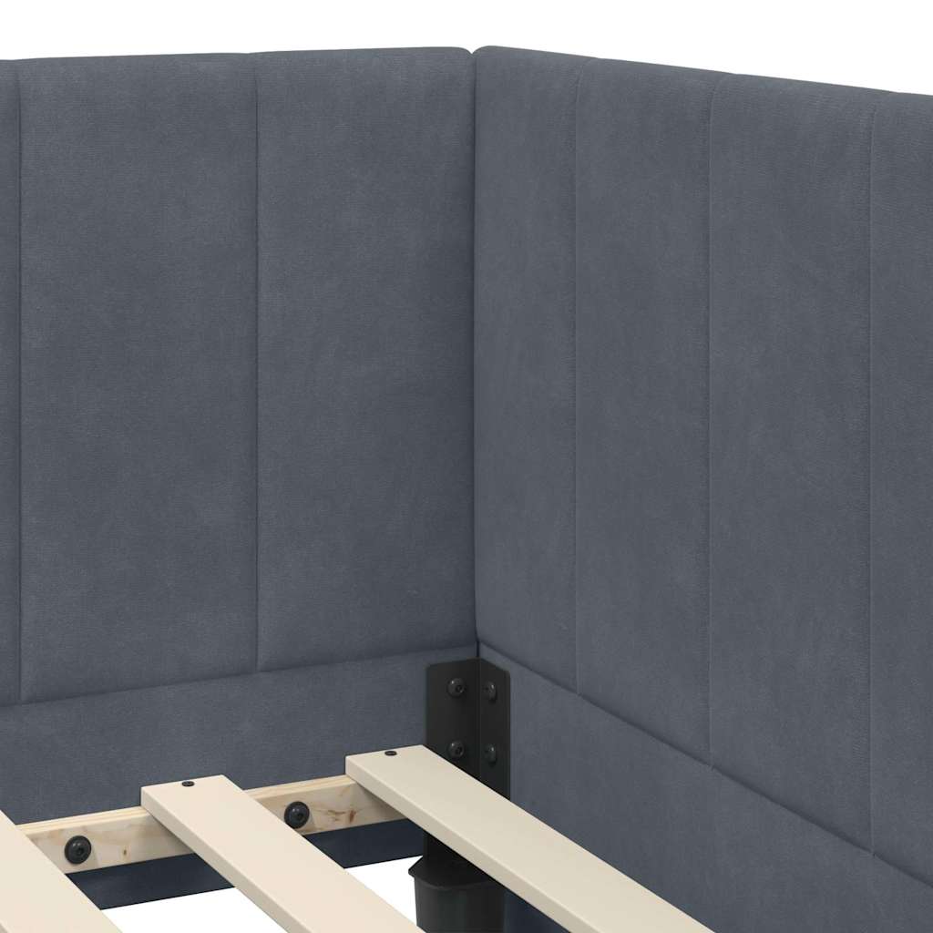 Hoekbedframe met hoofdeinde Donkergrijs 100 cm x 200 cm Fluweel is nu te koop bij PeponiXL, paradijselijk wonen!