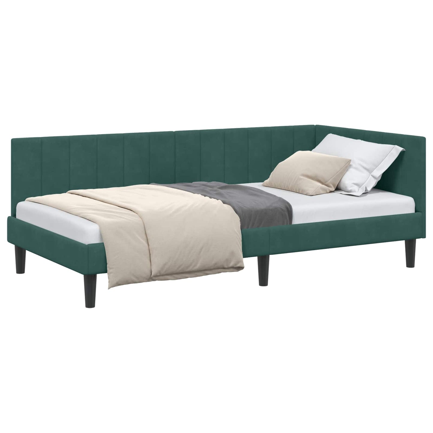 Hoekbedframe met hoofdeinde Donkergroen 100 cm x 200 cm Fluweel is nu te koop bij PeponiXL, paradijselijk wonen!