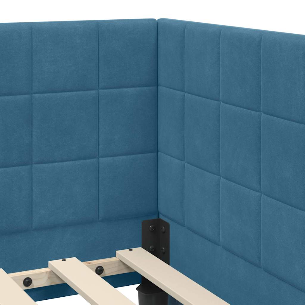 Hoekbedframe met hoofdeinde Blauw 80 cm x 200 cm Fluweel is nu te koop bij PeponiXL, paradijselijk wonen!