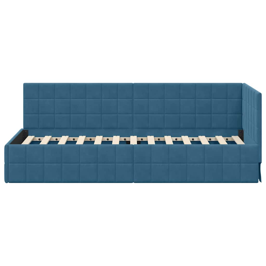 Hoekbedframe met hoofdeinde Blauw 80 cm x 200 cm Fluweel is nu te koop bij PeponiXL, paradijselijk wonen!