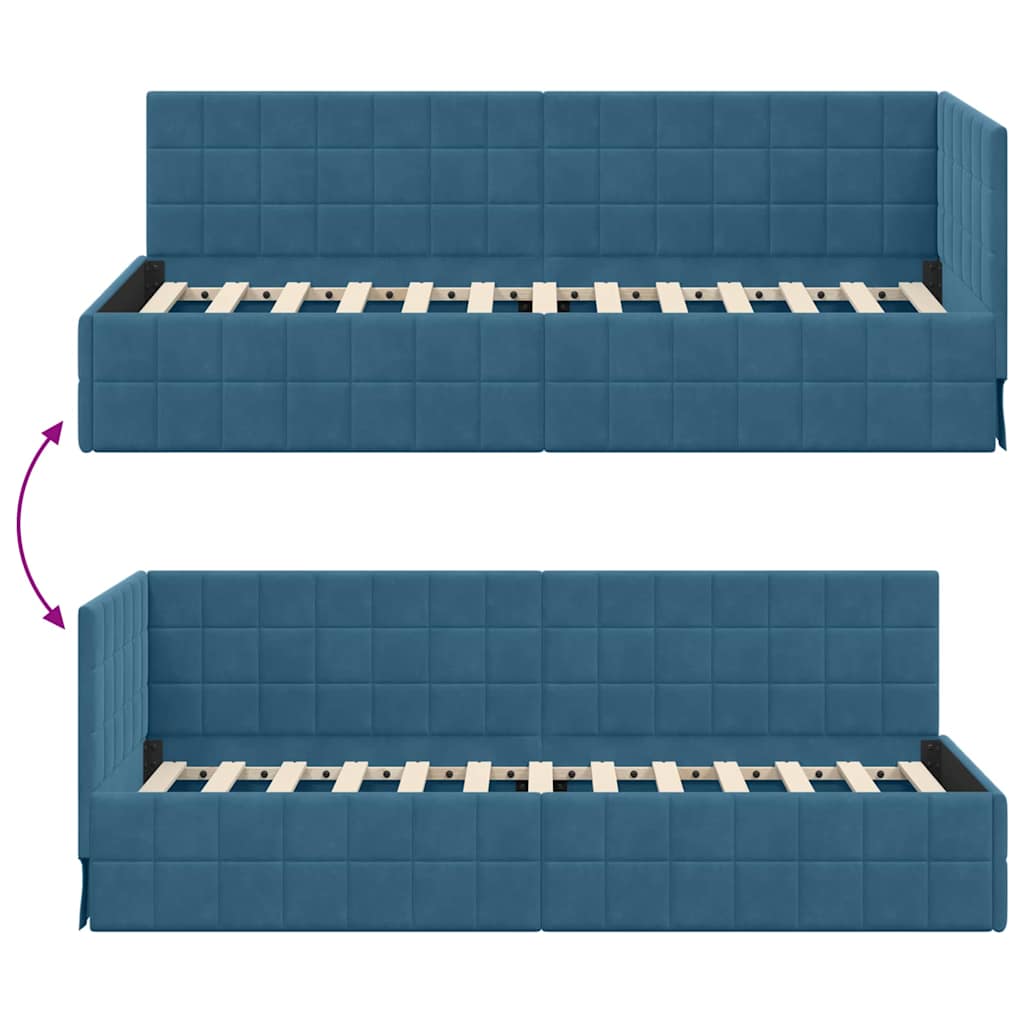 Hoekbedframe met hoofdeinde Blauw 80 cm x 200 cm Fluweel is nu te koop bij PeponiXL, paradijselijk wonen!