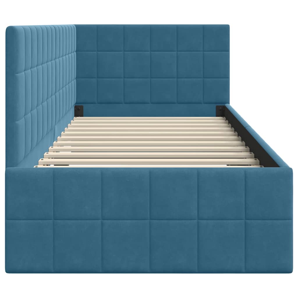 Hoekbedframe met hoofdeinde Blauw 80 cm x 200 cm Fluweel is nu te koop bij PeponiXL, paradijselijk wonen!