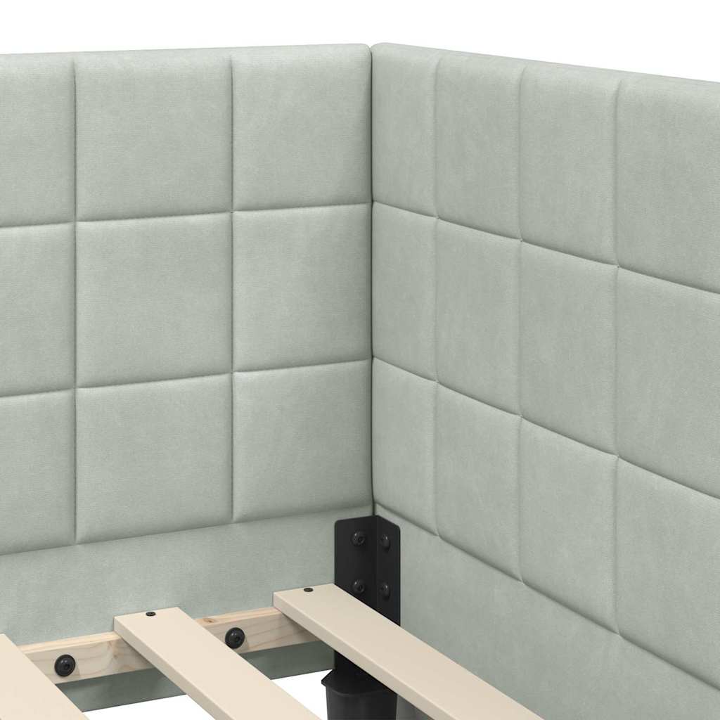 Hoekbedframe met hoofdeinde Lichtgrijs 80 cm x 200 cm Fluweel is nu te koop bij PeponiXL, paradijselijk wonen!