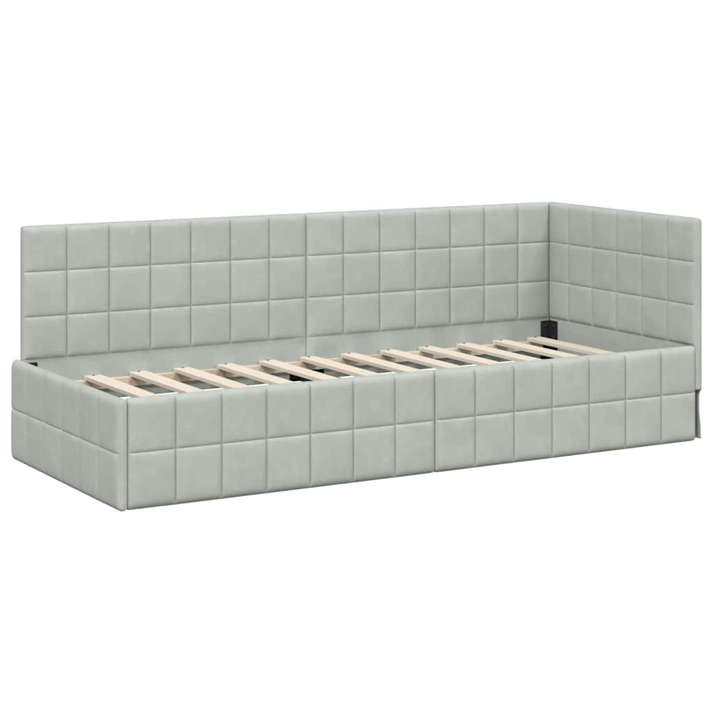 Hoekbedframe met hoofdeinde Lichtgrijs 80 cm x 200 cm Fluweel is nu te koop bij PeponiXL, paradijselijk wonen!