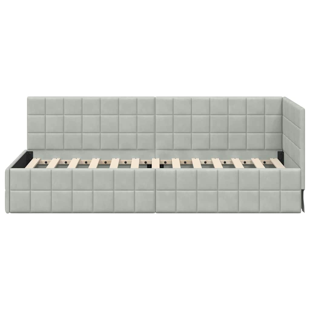 Hoekbedframe met hoofdeinde Lichtgrijs 80 cm x 200 cm Fluweel is nu te koop bij PeponiXL, paradijselijk wonen!