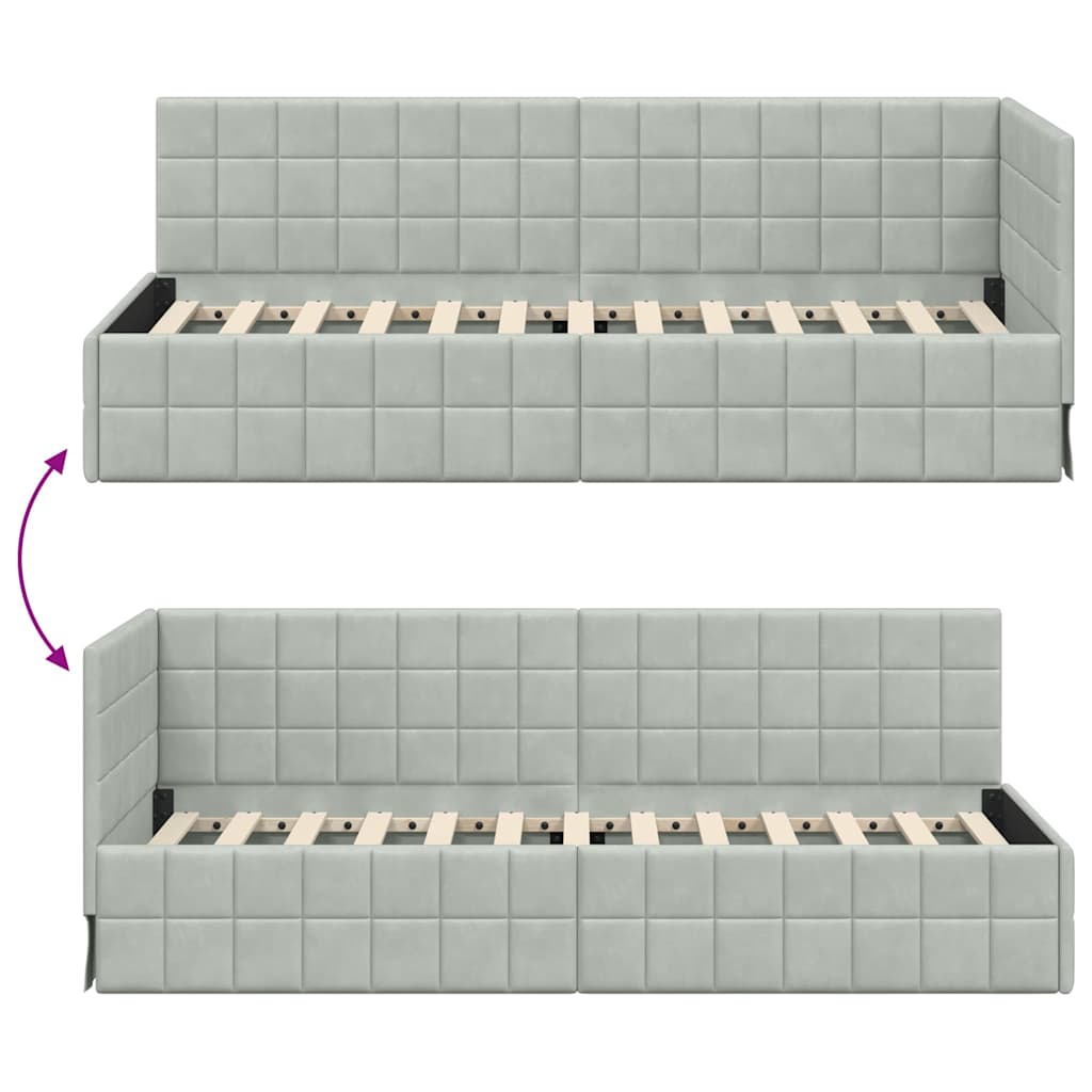 Hoekbedframe met hoofdeinde Lichtgrijs 80 cm x 200 cm Fluweel is nu te koop bij PeponiXL, paradijselijk wonen!