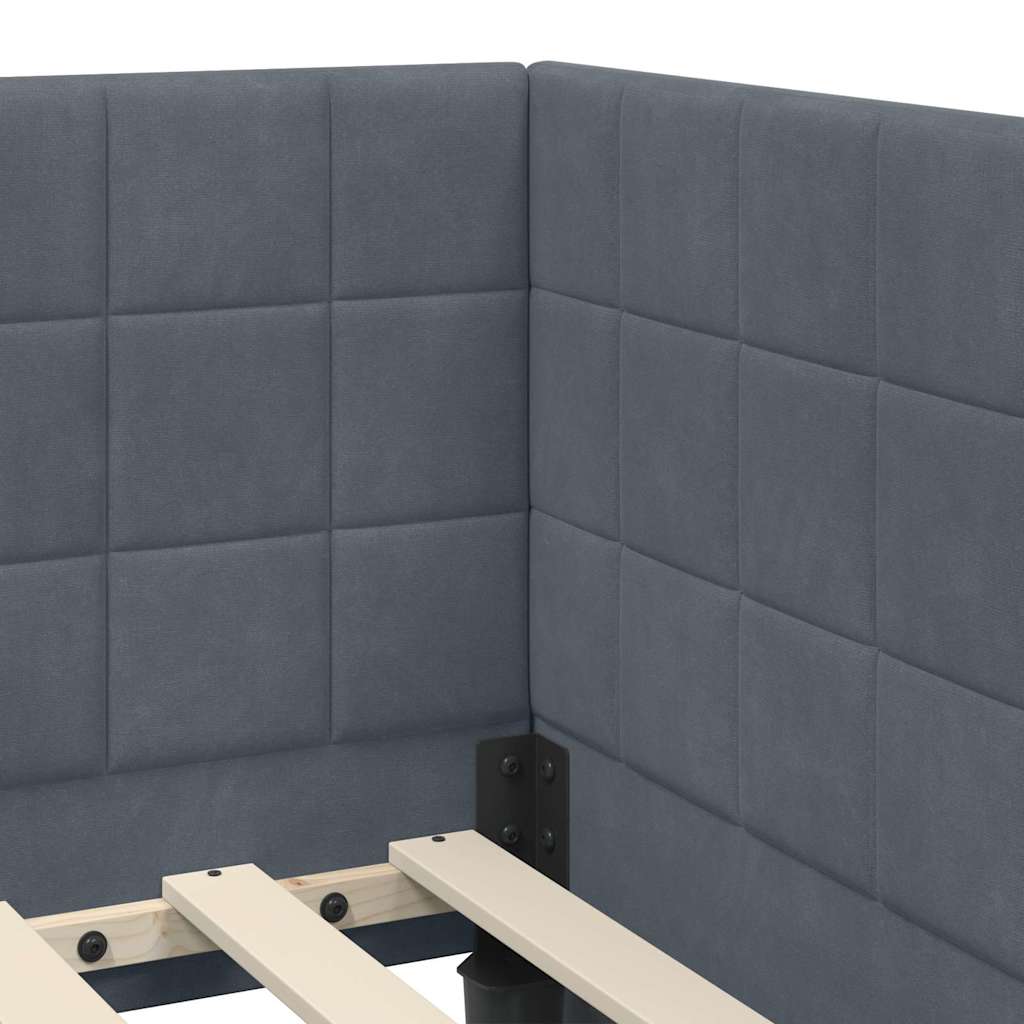 Hoekbedframe met hoofdeinde Donkergrijs 80 cm x 200 cm Fluweel is nu te koop bij PeponiXL, paradijselijk wonen!