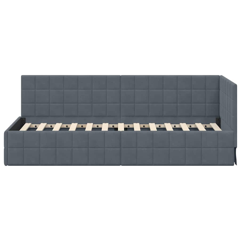 Hoekbedframe met hoofdeinde Donkergrijs 80 cm x 200 cm Fluweel is nu te koop bij PeponiXL, paradijselijk wonen!
