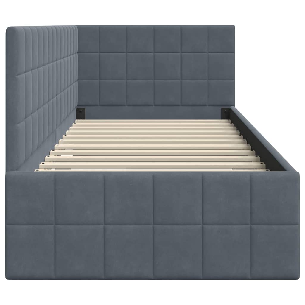 Hoekbedframe met hoofdeinde Donkergrijs 80 cm x 200 cm Fluweel is nu te koop bij PeponiXL, paradijselijk wonen!
