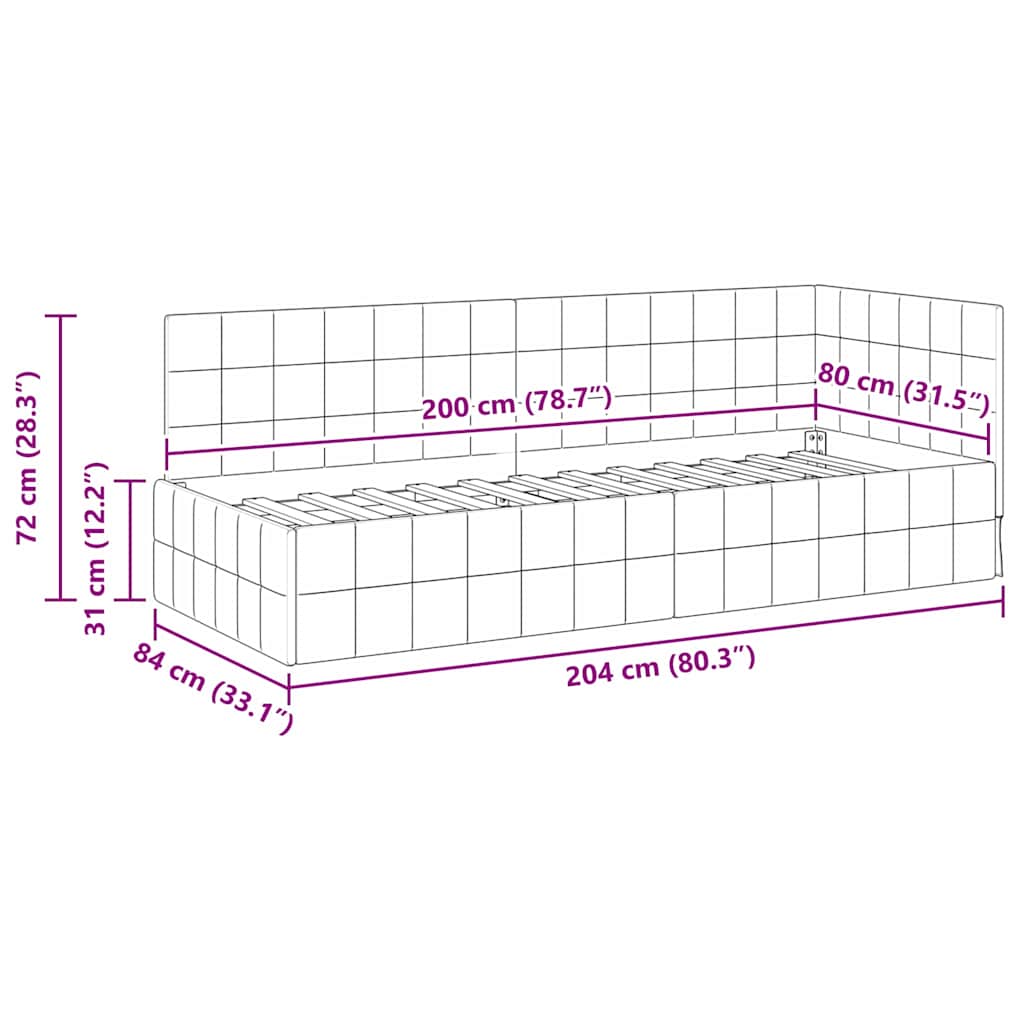 Hoekbedframe met hoofdeinde Donkergrijs 80 cm x 200 cm Fluweel is nu te koop bij PeponiXL, paradijselijk wonen!