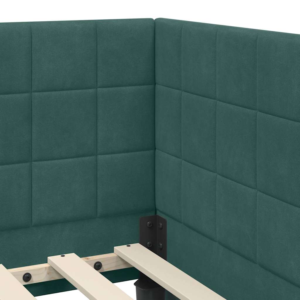 Hoekbedframe met hoofdeinde Donkergroen 80 cm x 200 cm Fluweel is nu te koop bij PeponiXL, paradijselijk wonen!