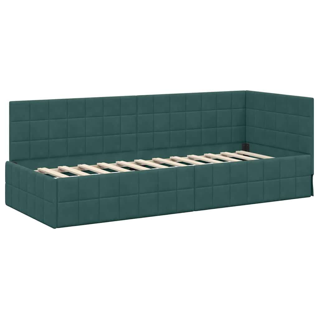 Hoekbedframe met hoofdeinde Donkergroen 80 cm x 200 cm Fluweel is nu te koop bij PeponiXL, paradijselijk wonen!