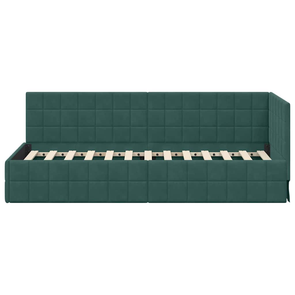 Hoekbedframe met hoofdeinde Donkergroen 80 cm x 200 cm Fluweel is nu te koop bij PeponiXL, paradijselijk wonen!