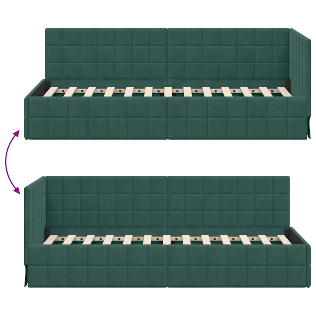 Hoekbedframe met hoofdeinde Donkergroen 80 cm x 200 cm Fluweel is nu te koop bij PeponiXL, paradijselijk wonen!