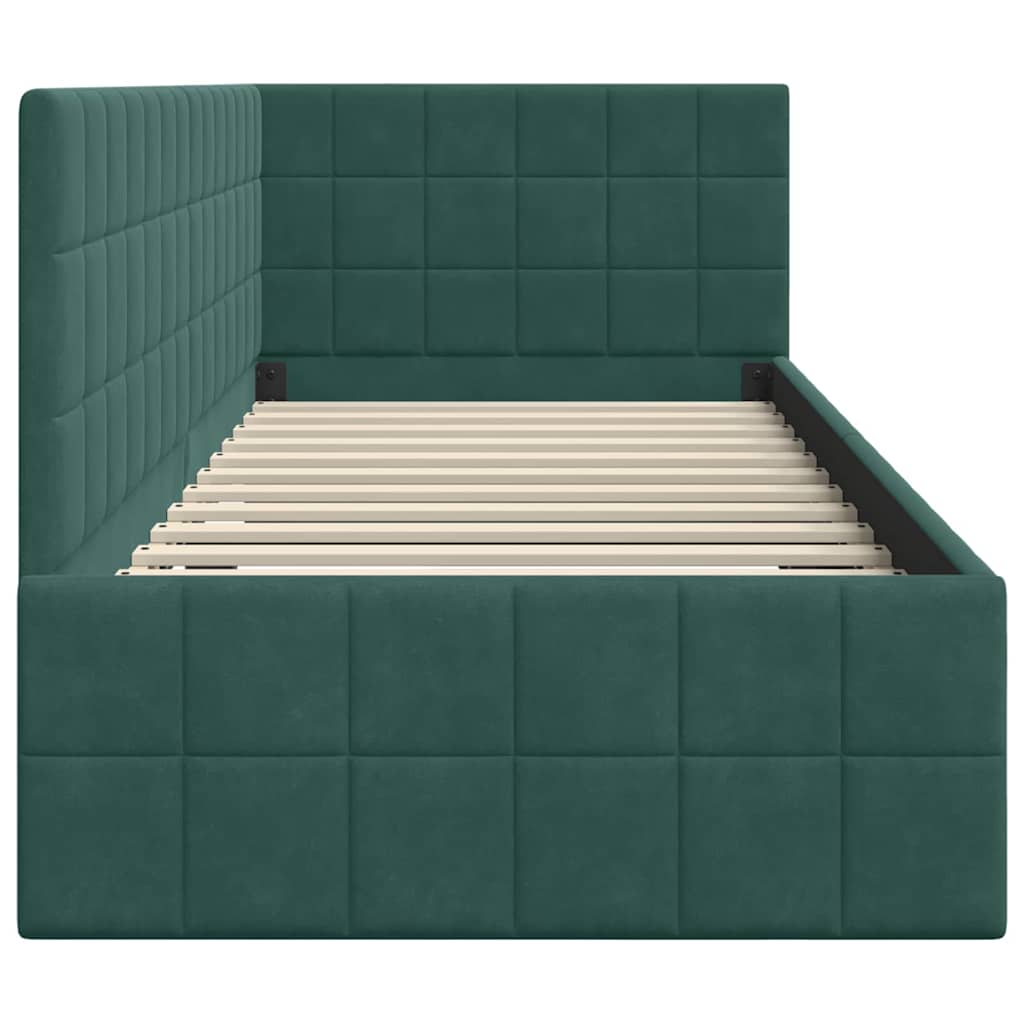 Hoekbedframe met hoofdeinde Donkergroen 80 cm x 200 cm Fluweel is nu te koop bij PeponiXL, paradijselijk wonen!
