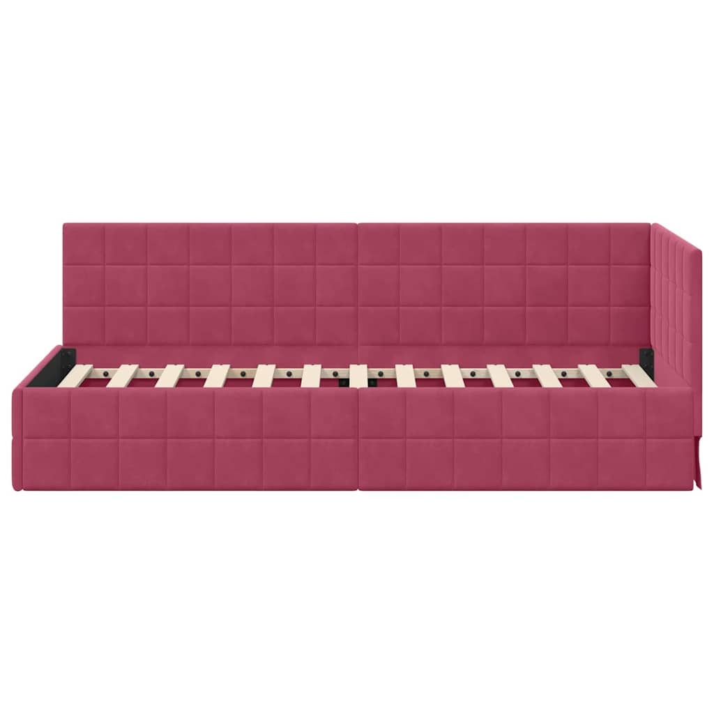 Hoekbedframe met hoofdeinde Wijnrood 80 cm x 200 cm Fluweel is nu te koop bij PeponiXL, paradijselijk wonen!