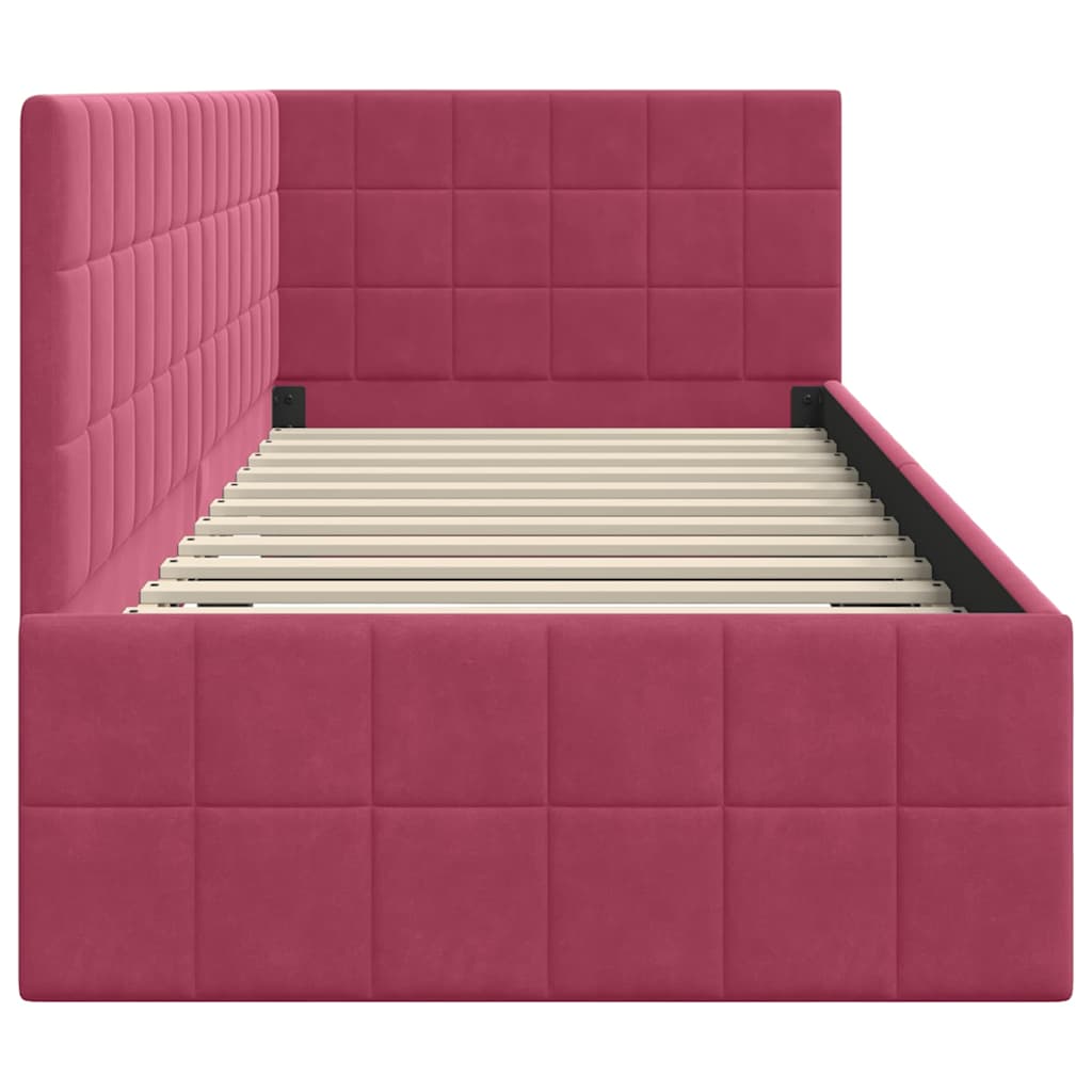 Hoekbedframe met hoofdeinde Wijnrood 80 cm x 200 cm Fluweel is nu te koop bij PeponiXL, paradijselijk wonen!