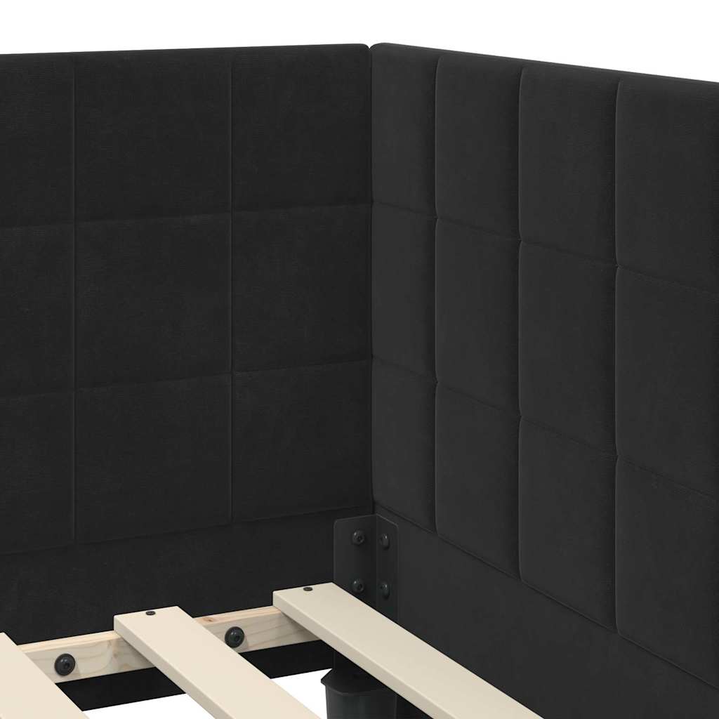 Hoekbedframe met hoofdeinde Zwart 80 cm x 200 cm Fluweel is nu te koop bij PeponiXL, paradijselijk wonen!