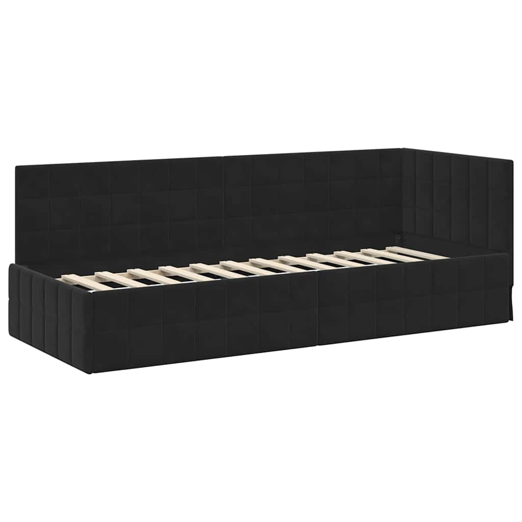Hoekbedframe met hoofdeinde Zwart 80 cm x 200 cm Fluweel is nu te koop bij PeponiXL, paradijselijk wonen!