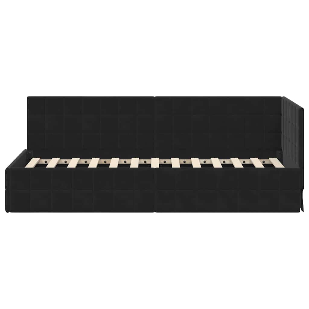 Hoekbedframe met hoofdeinde Zwart 80 cm x 200 cm Fluweel is nu te koop bij PeponiXL, paradijselijk wonen!