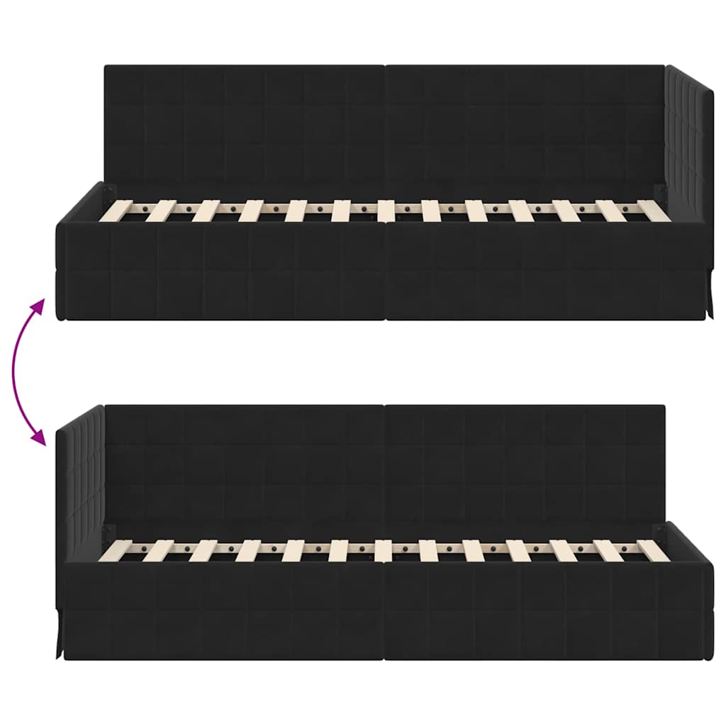 Hoekbedframe met hoofdeinde Zwart 80 cm x 200 cm Fluweel is nu te koop bij PeponiXL, paradijselijk wonen!