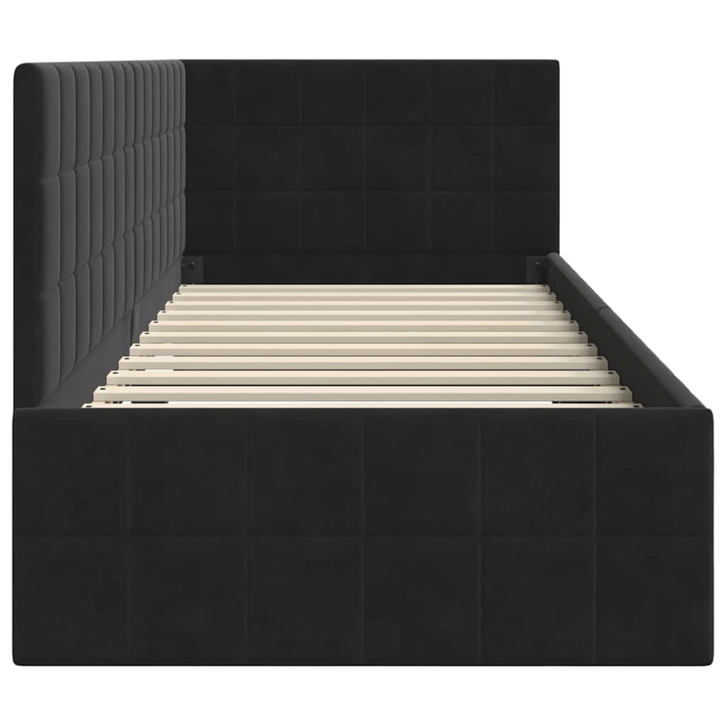 Hoekbedframe met hoofdeinde Zwart 80 cm x 200 cm Fluweel is nu te koop bij PeponiXL, paradijselijk wonen!