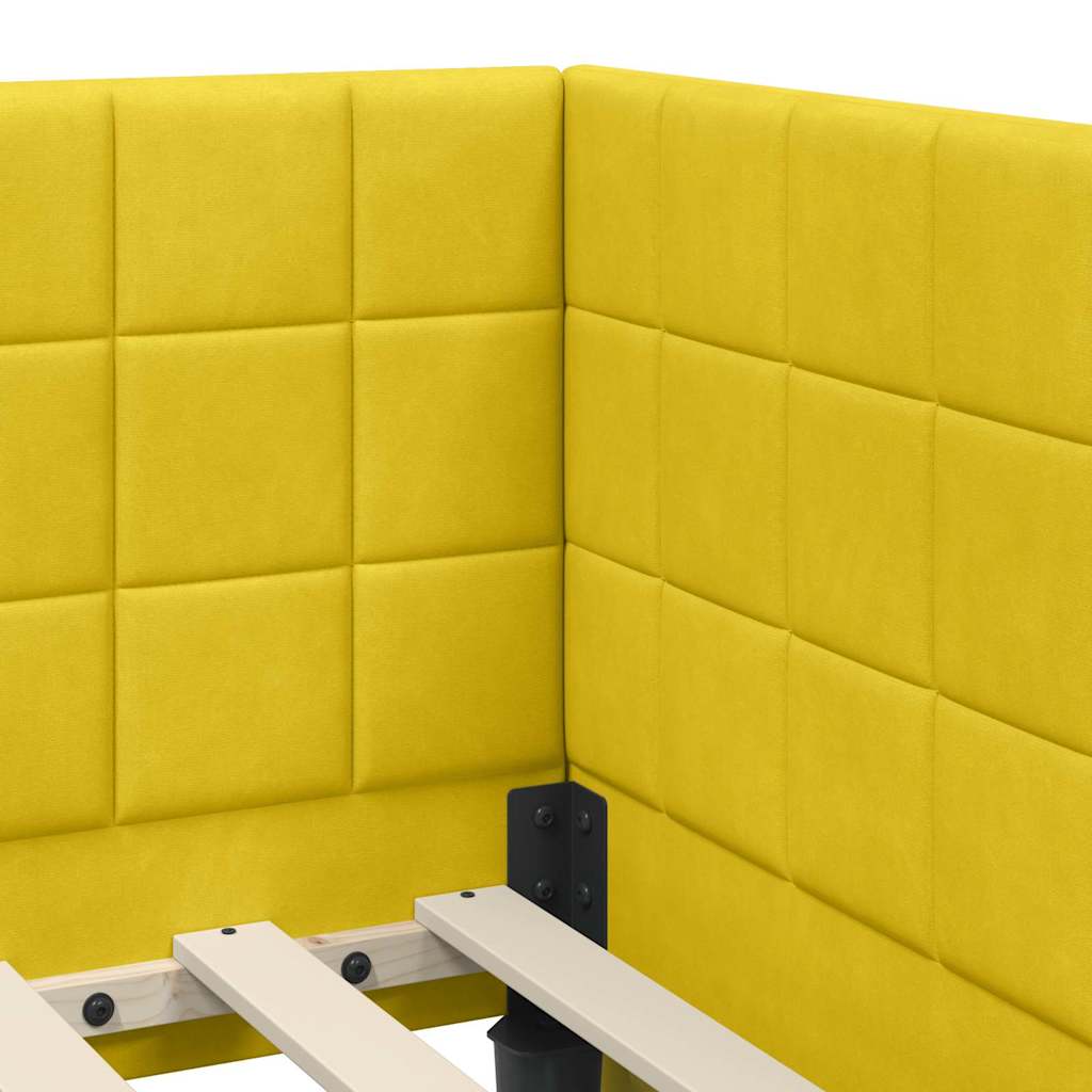 Hoekbedframe met hoofdeinde Geel 80 cm x 200 cm Fluweel is nu te koop bij PeponiXL, paradijselijk wonen!