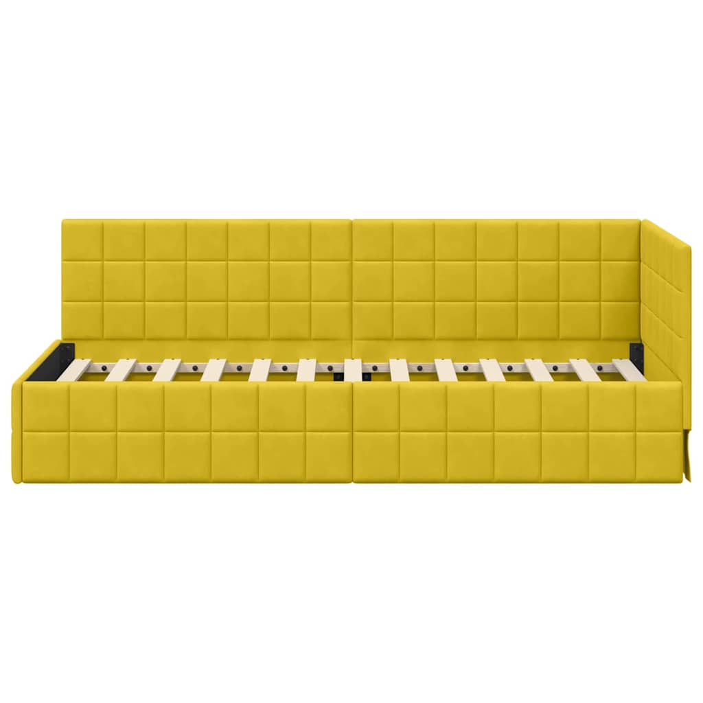 Hoekbedframe met hoofdeinde Geel 80 cm x 200 cm Fluweel is nu te koop bij PeponiXL, paradijselijk wonen!