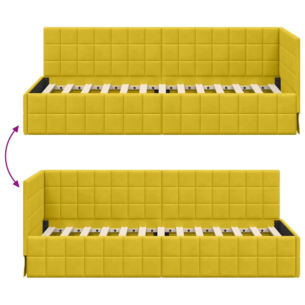 Hoekbedframe met hoofdeinde Geel 80 cm x 200 cm Fluweel is nu te koop bij PeponiXL, paradijselijk wonen!