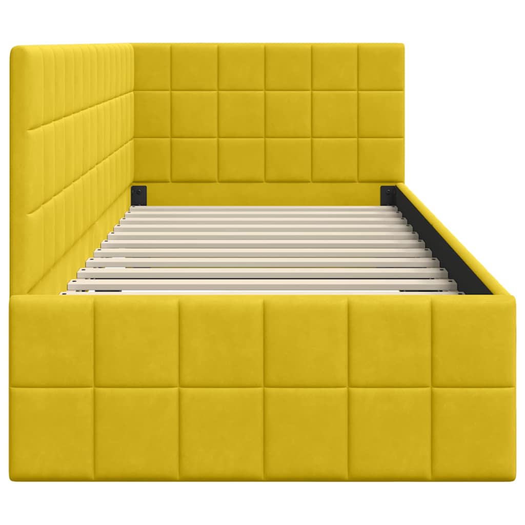 Hoekbedframe met hoofdeinde Geel 80 cm x 200 cm Fluweel is nu te koop bij PeponiXL, paradijselijk wonen!