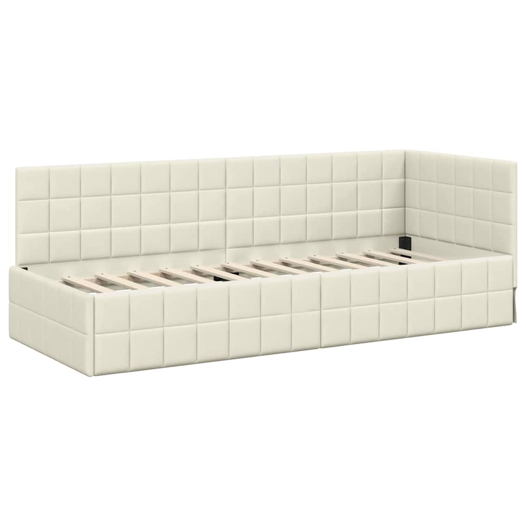 Hoekbedframe met hoofdeinde Crème 80 cm x 200 cm Fluweel is nu te koop bij PeponiXL, paradijselijk wonen!