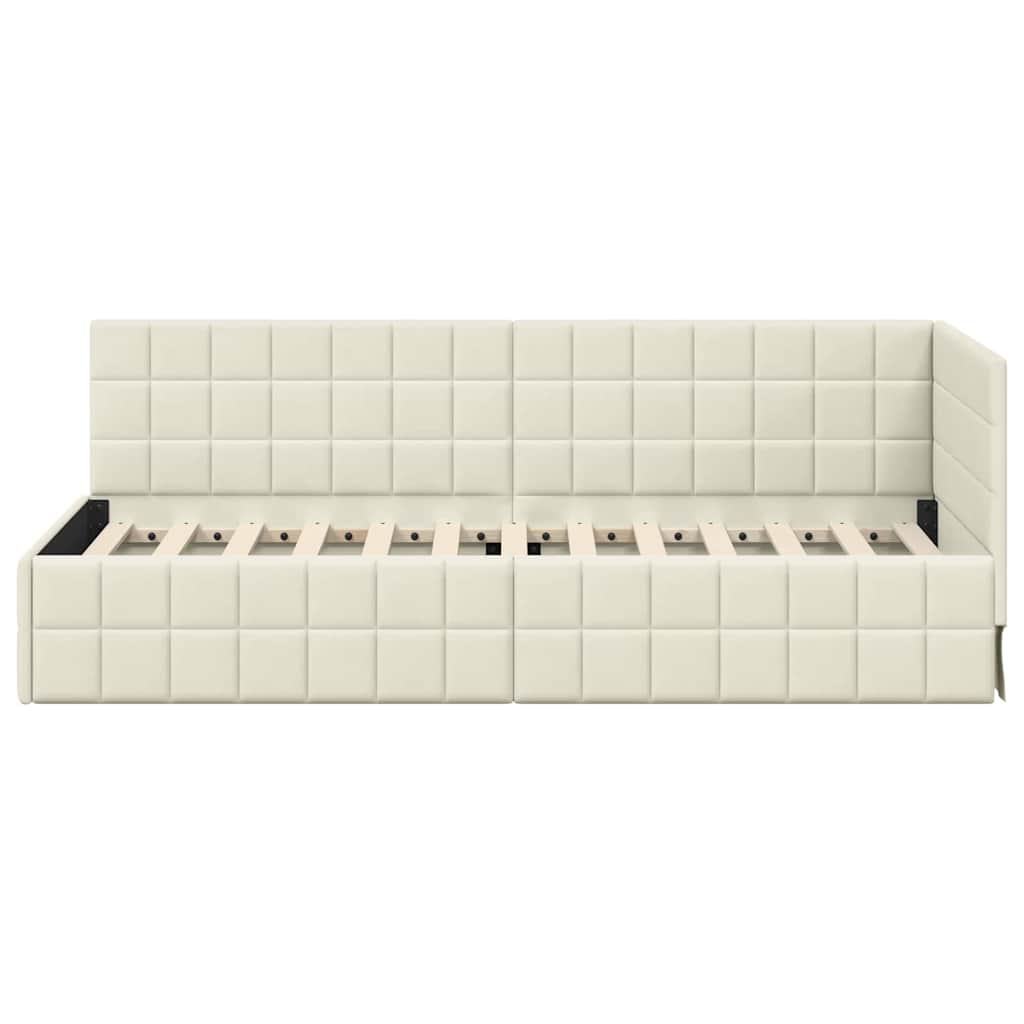 Hoekbedframe met hoofdeinde Crème 80 cm x 200 cm Fluweel is nu te koop bij PeponiXL, paradijselijk wonen!