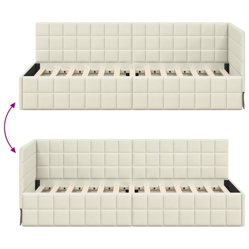 Hoekbedframe met hoofdeinde Crème 80 cm x 200 cm Fluweel is nu te koop bij PeponiXL, paradijselijk wonen!
