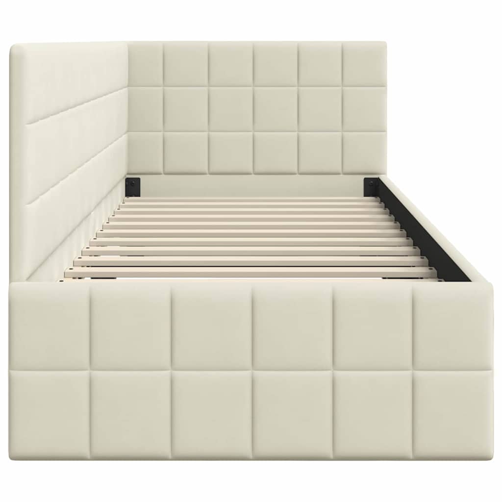 Hoekbedframe met hoofdeinde Crème 80 cm x 200 cm Fluweel is nu te koop bij PeponiXL, paradijselijk wonen!