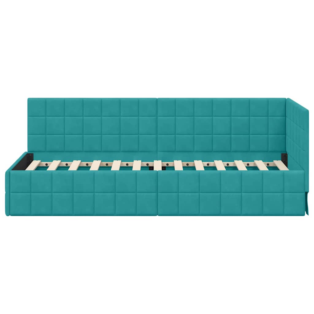 Hoekbedframe met hoofdeinde Turquoise 80 cm x 200 cm Fluweel is nu te koop bij PeponiXL, paradijselijk wonen!