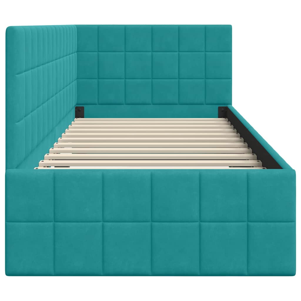 Hoekbedframe met hoofdeinde Turquoise 80 cm x 200 cm Fluweel is nu te koop bij PeponiXL, paradijselijk wonen!
