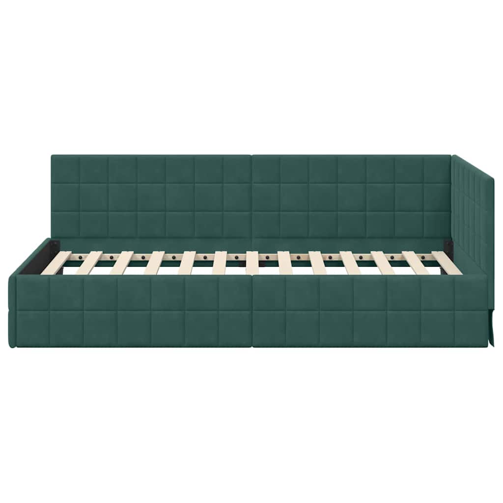 Hoekbedframe met hoofdeinde Donkergroen 90 cm x 190 cm Fluweel is nu te koop bij PeponiXL, paradijselijk wonen!