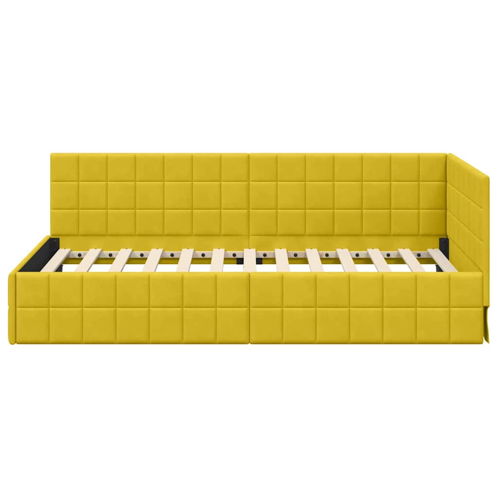Hoekbedframe met hoofdeinde Geel 90 cm x 190 cm Fluweel is nu te koop bij PeponiXL, paradijselijk wonen!