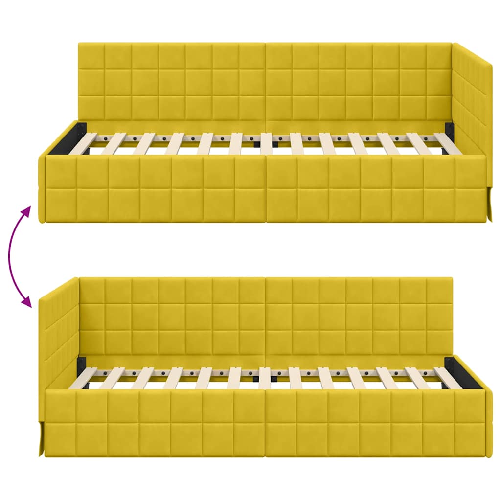Hoekbedframe met hoofdeinde Geel 90 cm x 190 cm Fluweel is nu te koop bij PeponiXL, paradijselijk wonen!