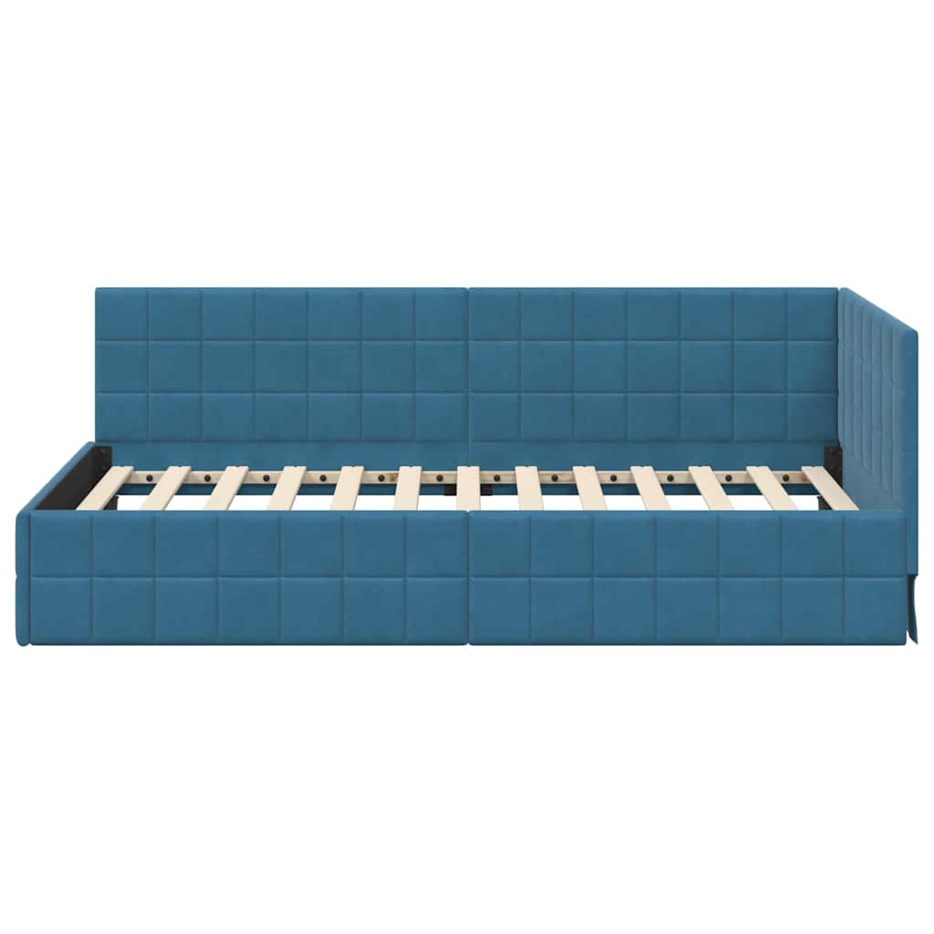 Hoekbedframe met hoofdeinde Blauw 90 cm x 200 cm Fluweel is nu te koop bij PeponiXL, paradijselijk wonen!