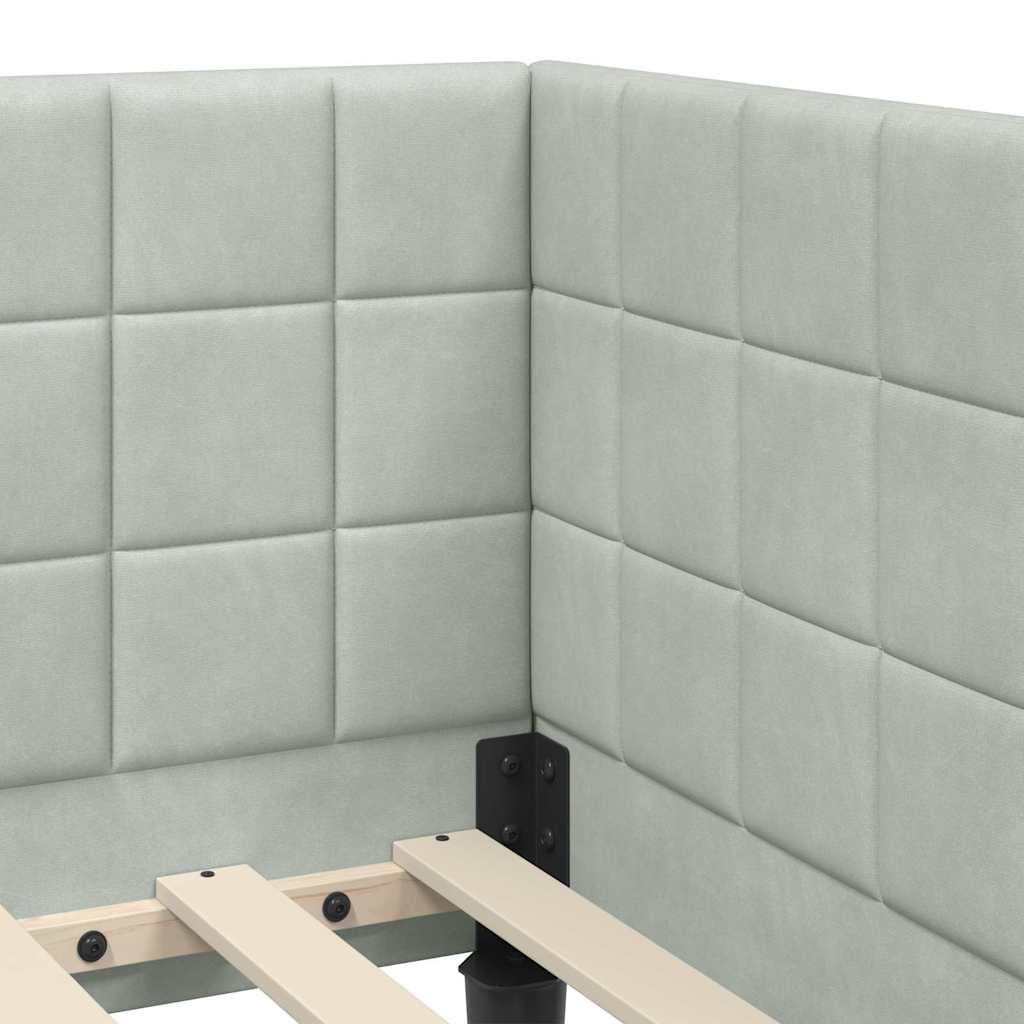 Hoekbedframe met hoofdeinde Lichtgrijs 90 cm x 200 cm Fluweel is nu te koop bij PeponiXL, paradijselijk wonen!