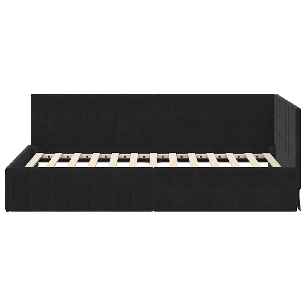 Hoekbedframe met hoofdeinde Zwart 90 cm x 200 cm Fluweel