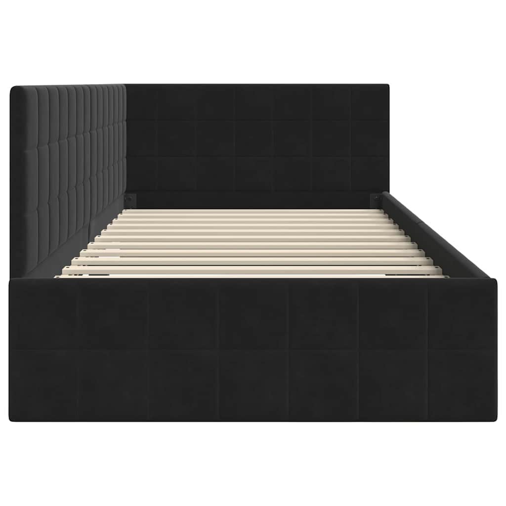 Hoekbedframe met hoofdeinde Zwart 90 cm x 200 cm Fluweel