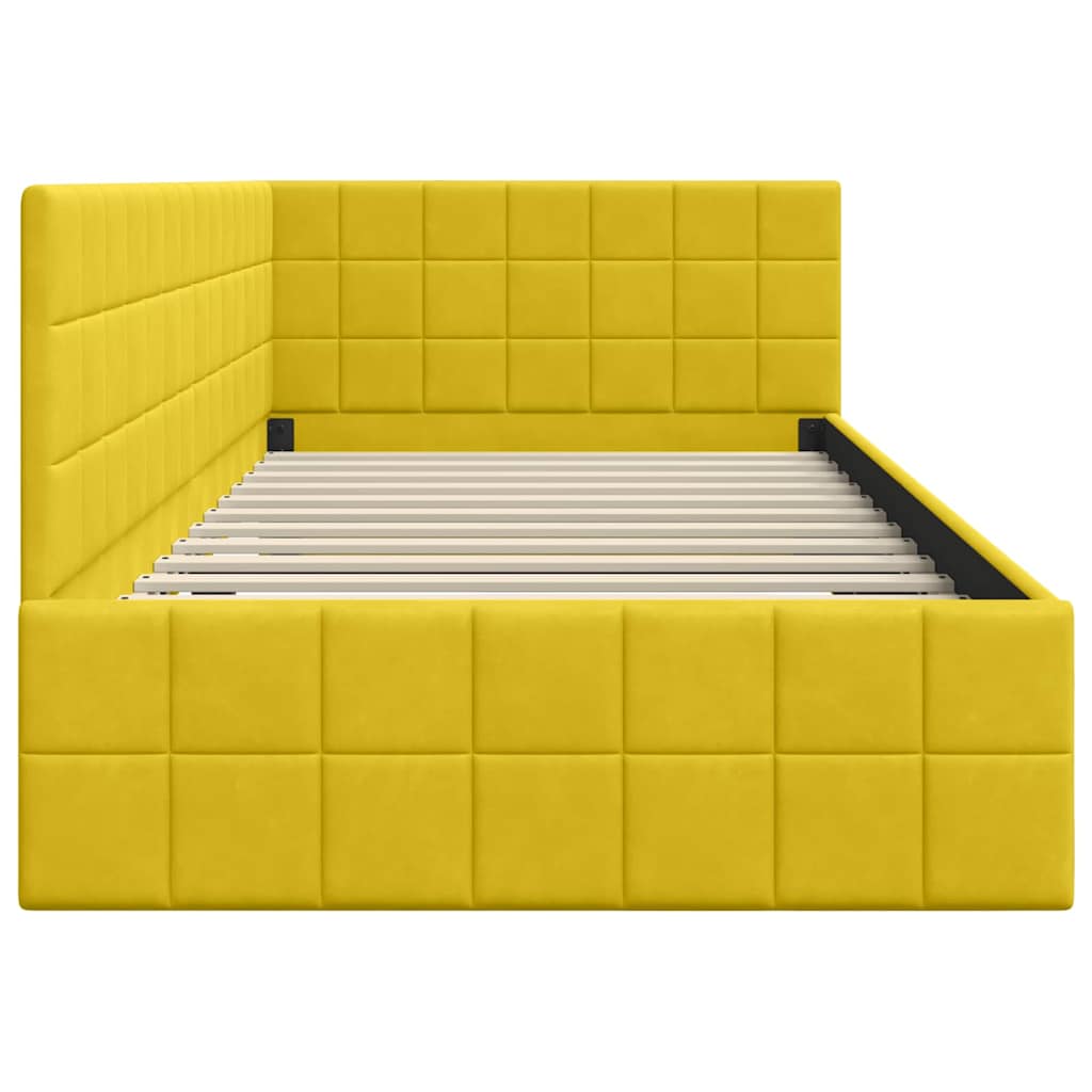 Hoekbedframe met hoofdeinde Geel 90 cm x 200 cm Fluweel is nu te koop bij PeponiXL, paradijselijk wonen!