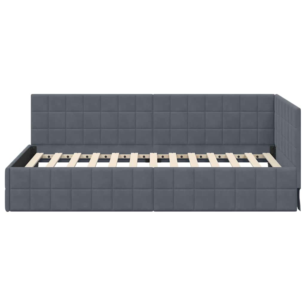 Hoekbedframe met hoofdeinde Donkergrijs 100 cm x 200 cm Fluweel
